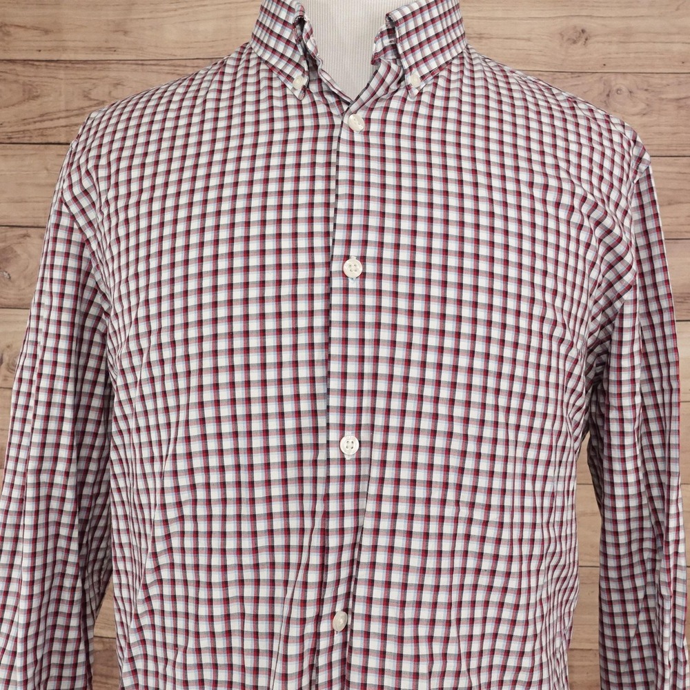 Perry Ellis Shirt Mens 2XL Multicolor Check Long Sleeve Button-Up Cotton